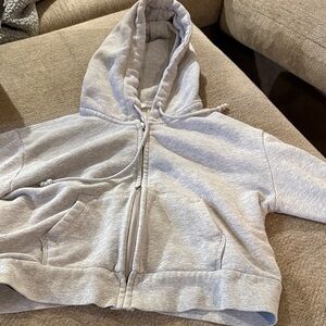 Gray Zip-Up cropped Hoodie John Galt